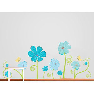 Décalcomanie murale fleur et papillon
