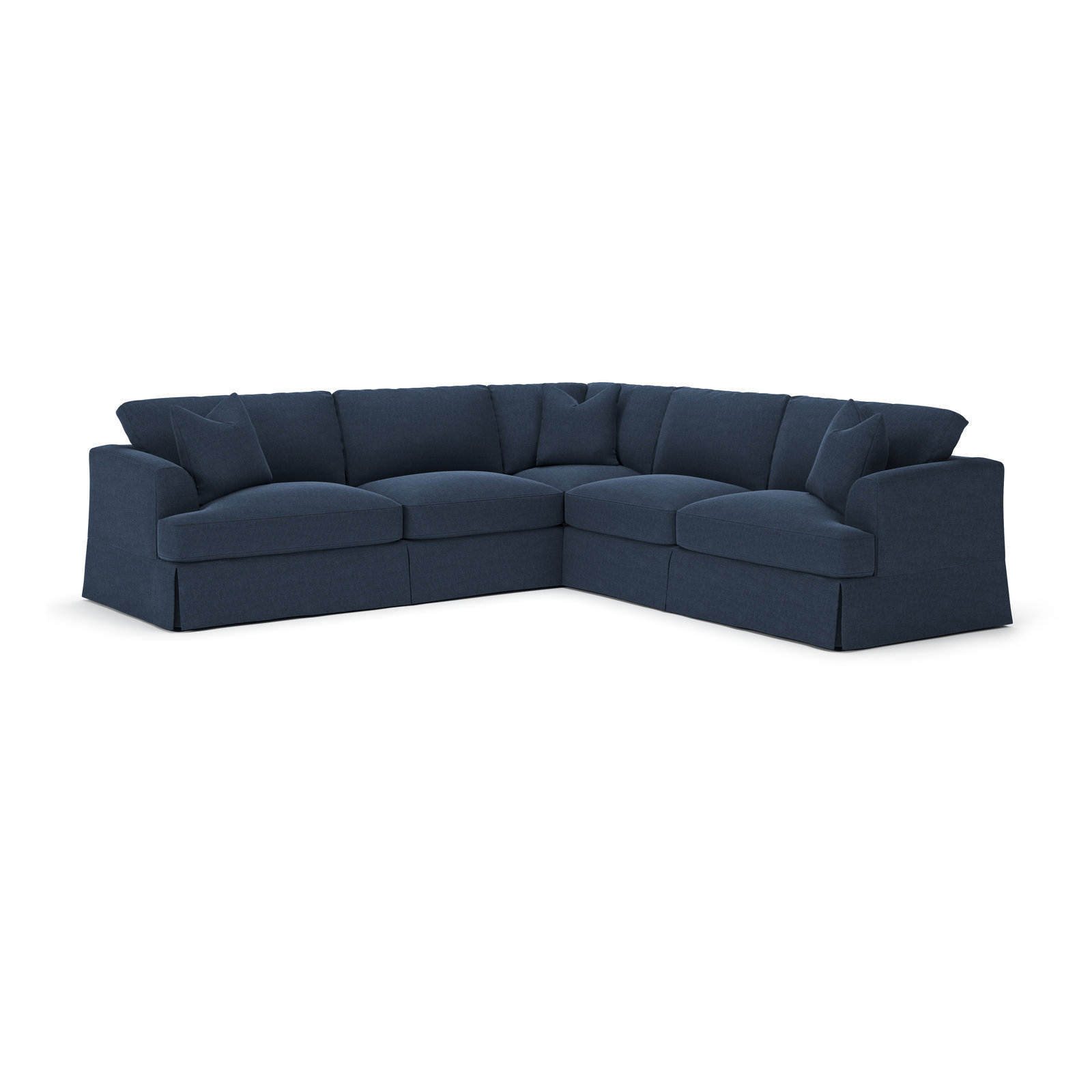 Lucia 4 - Piece Slipcovered L-Sectional, Left Hand Facing, Drusky Navy Sustain® Basketweave
