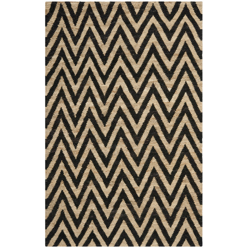 Louisos Hand Knotted Jute Chevron Rug, Rectangle 5' x 8'