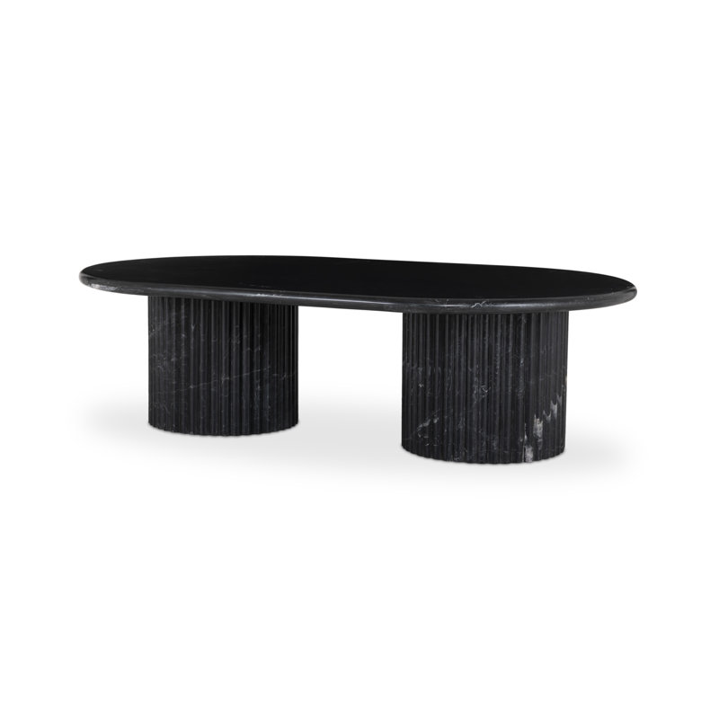 Oranda Marble Coffee Table, Black Scalloped