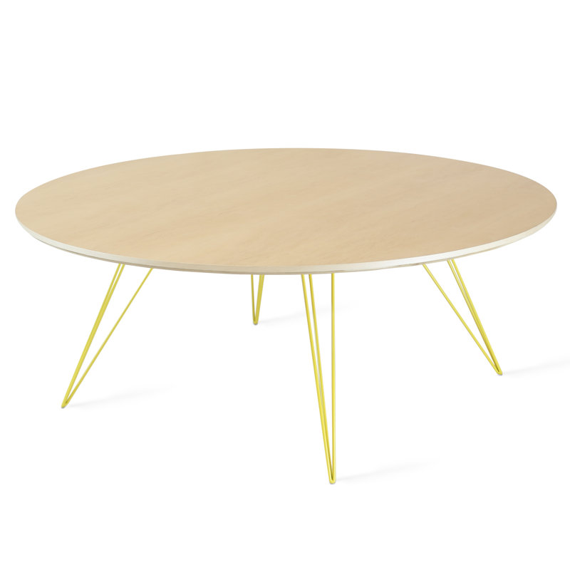 Williams Single Coffee Table, 18" H x 54" W x 46" D, Yellow, Maple