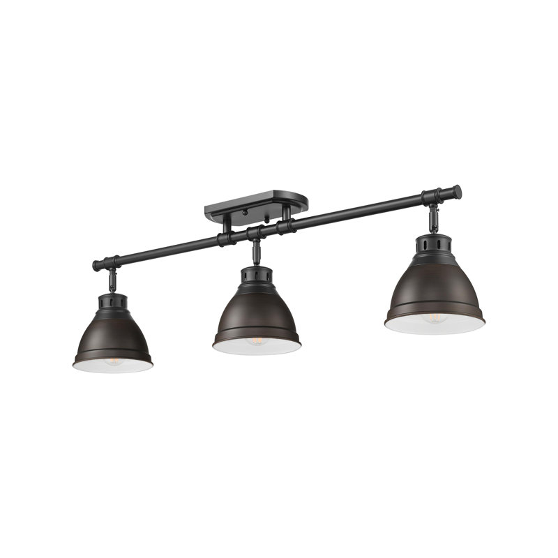 Plafonnier semi-encastré 3 lumières Bryannah, Noir mat, Bronze huilé
