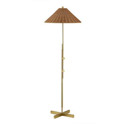 Montrez 63" Floor Lamp with Rattan Shade, Gold