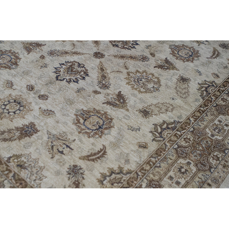 Tapis ivoire et doré de haute qualité noué à la main Sultanabad