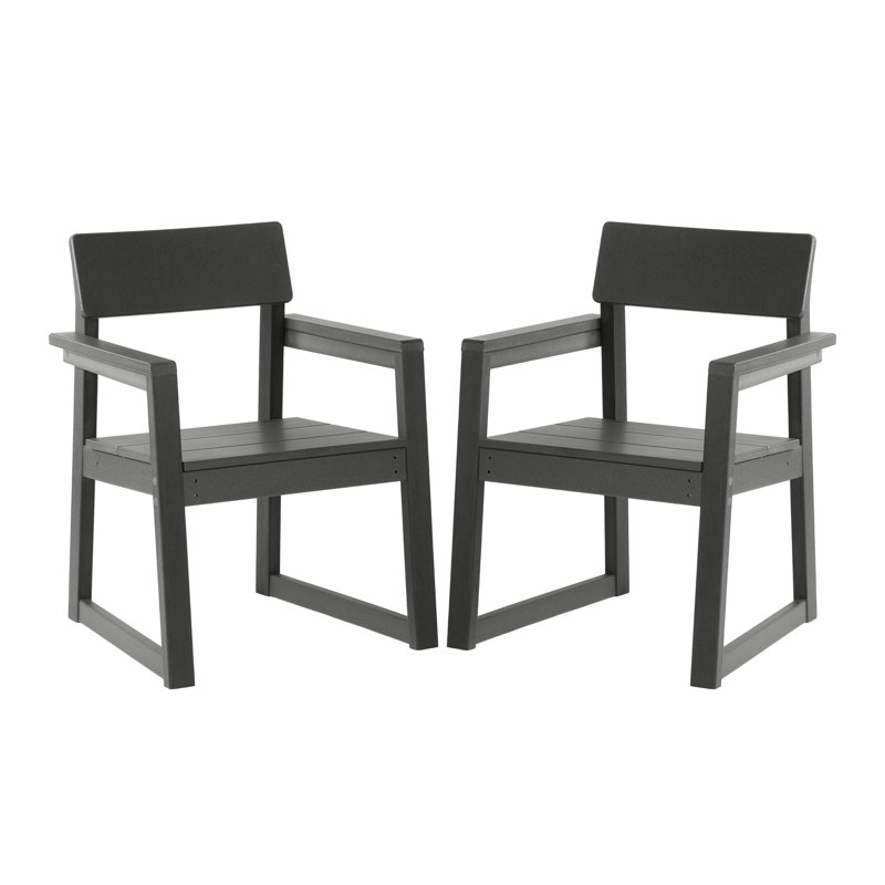Chaise de salle à manger d'extérieur avec accoudoirs (ensemble de 2), Gris