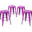 De 4 tabourets de bar en métal mauve sans dossier de 24 pouces, non empilables, faciles à nettoyer, antirouille, assemblage rapide, métal imperméable, pour îlot de cuisine et