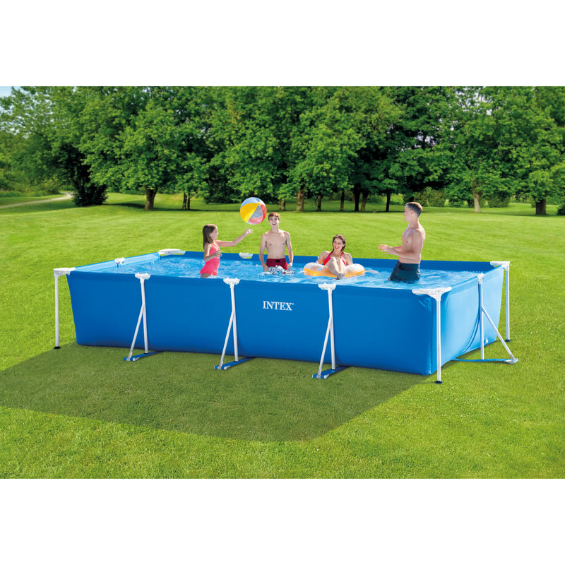 Intex 14ft Blue Rectangular Above Ground Pool with Pump