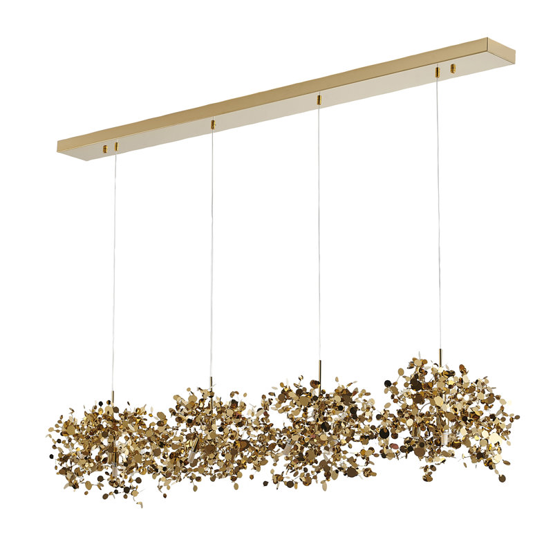Luminaire suspendu 12 lumières confettis argent, Or