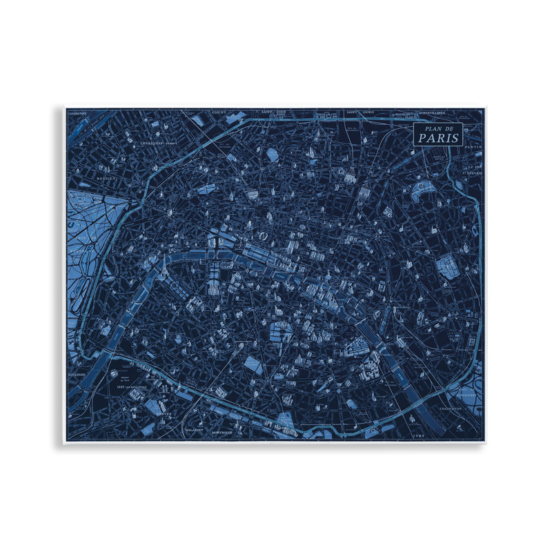 Plaque murale bleue détaillée de Paris, par Phillipa Katz