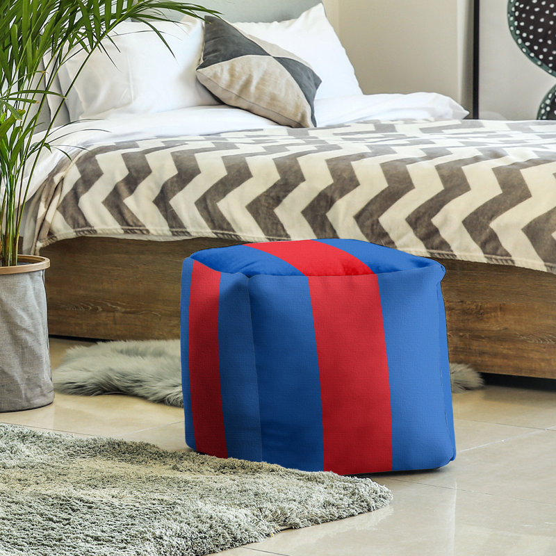 Repose-pieds à cubes à rayures kansas, Bleu / rouge / bleu