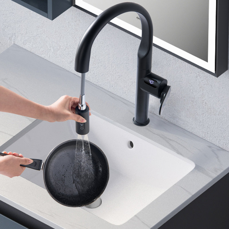 MODLAND 1-handle Pull-Down 3-Function Sprayer Kitchen Faucet, Matte Black
