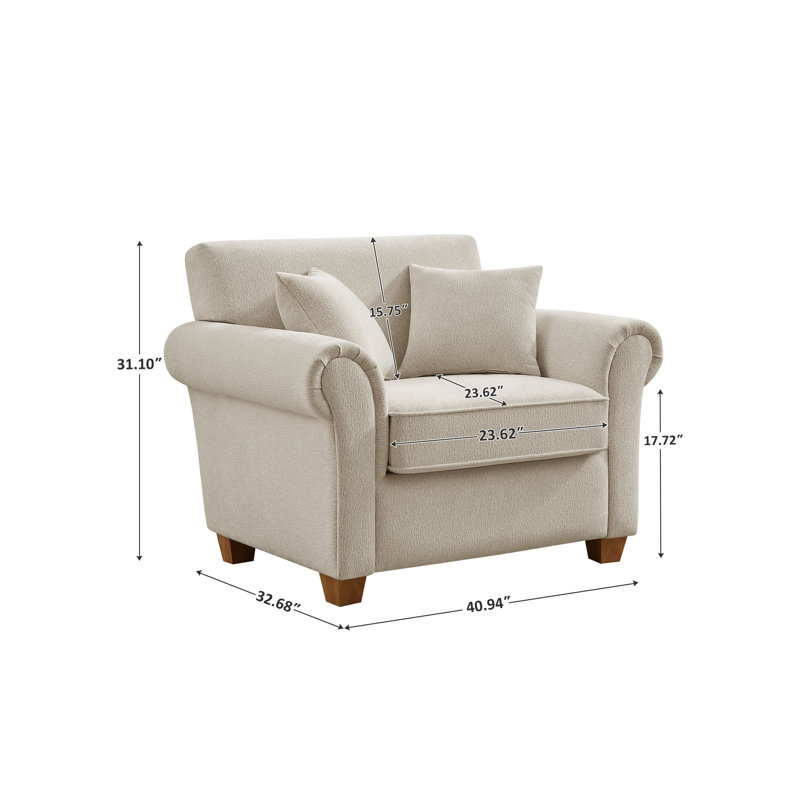 Divanique 40.94'' W Upholstered Accent Chair, Beige Chenille
