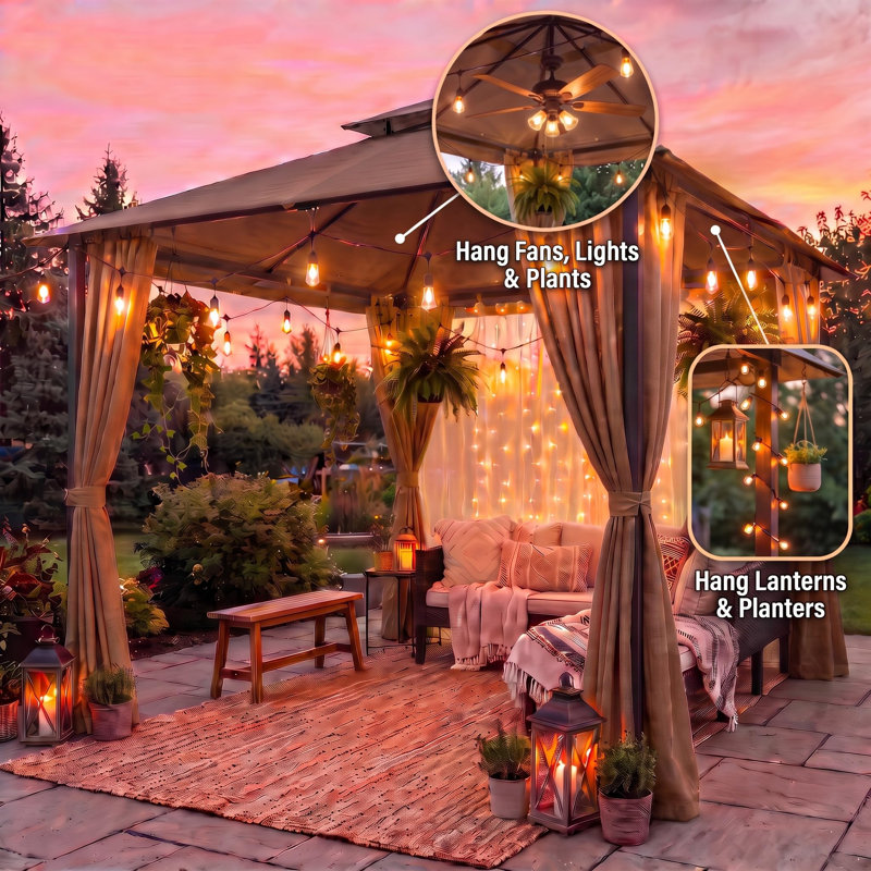 Abri de jardin escamotable 10 x 10 pi, Brun
