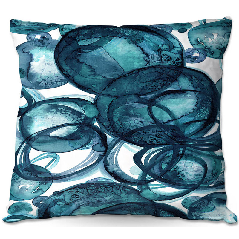 Reversible Throw Pillow, 20" x 20", Teal/Black/Blue