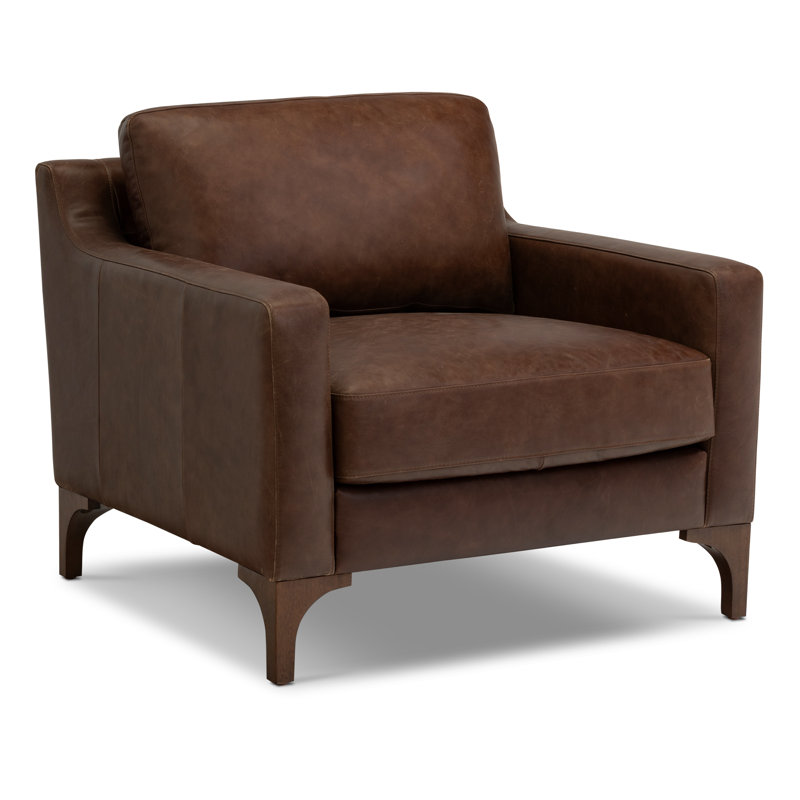 Fauteuil d'appoint en cuir véritable Sorrento, Cuir véritable brun
