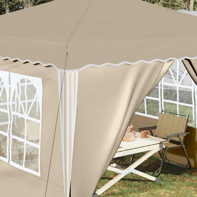 Vidaxl Pop-Up Party Tent Oxford Fabric Canopy Event Shelter Outdoor Gazebo, Cream, 288cm W x 288cm D