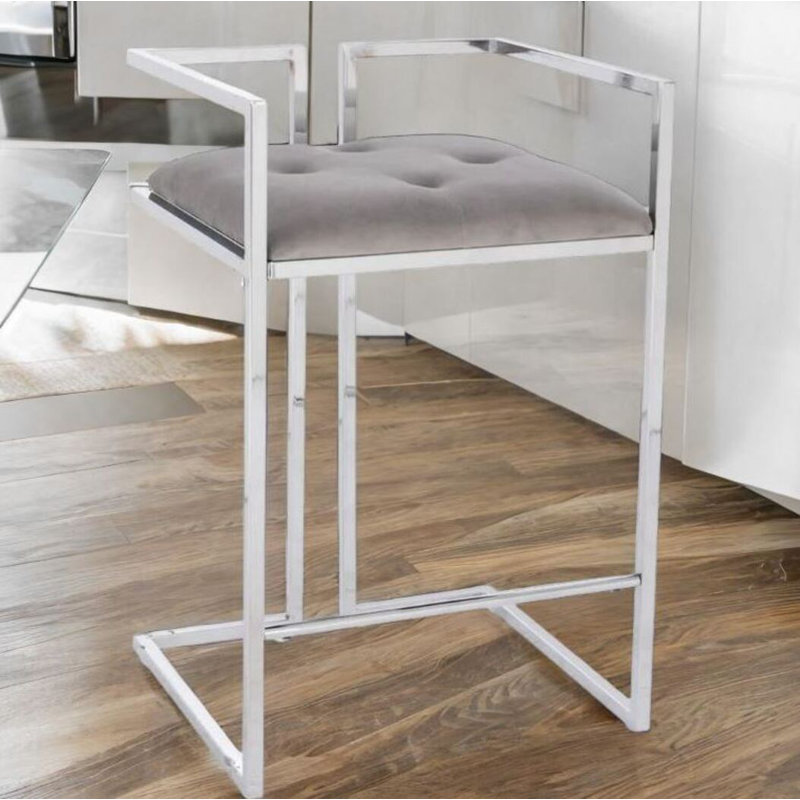 Tabouret Bogota, Argent argent, Gris clair