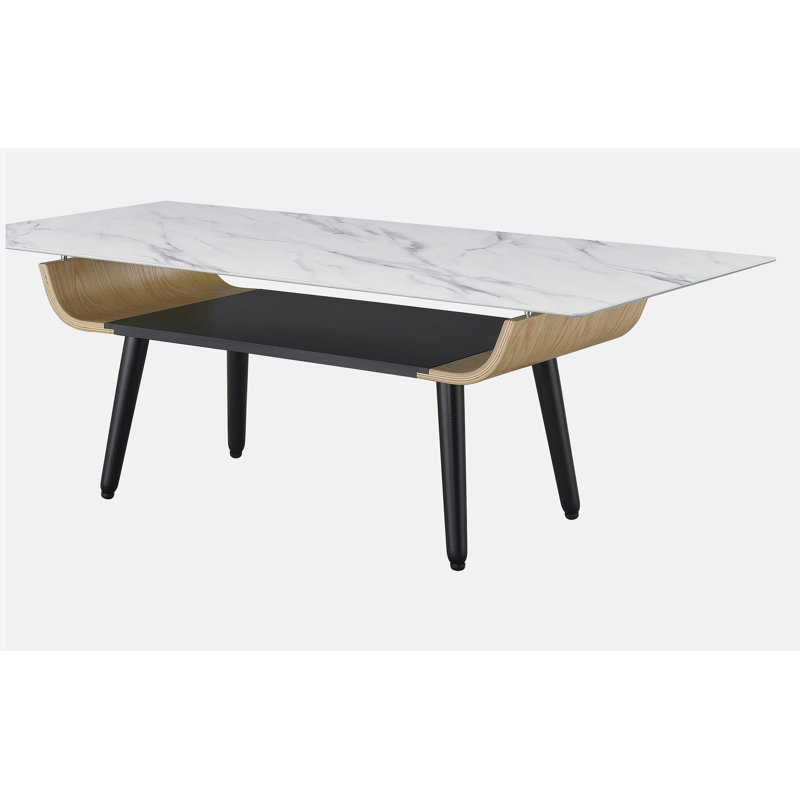 Four Legs Coffee Table with Storage, White