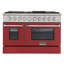KUCHT Professional 48 po 6,7 pi cu Cuisinière au gaz naturel avec brûleurs scellés, plaque chauffante et deux fours - une convection - en acier inoxydable avec portes de four rouges-50147975-50147978