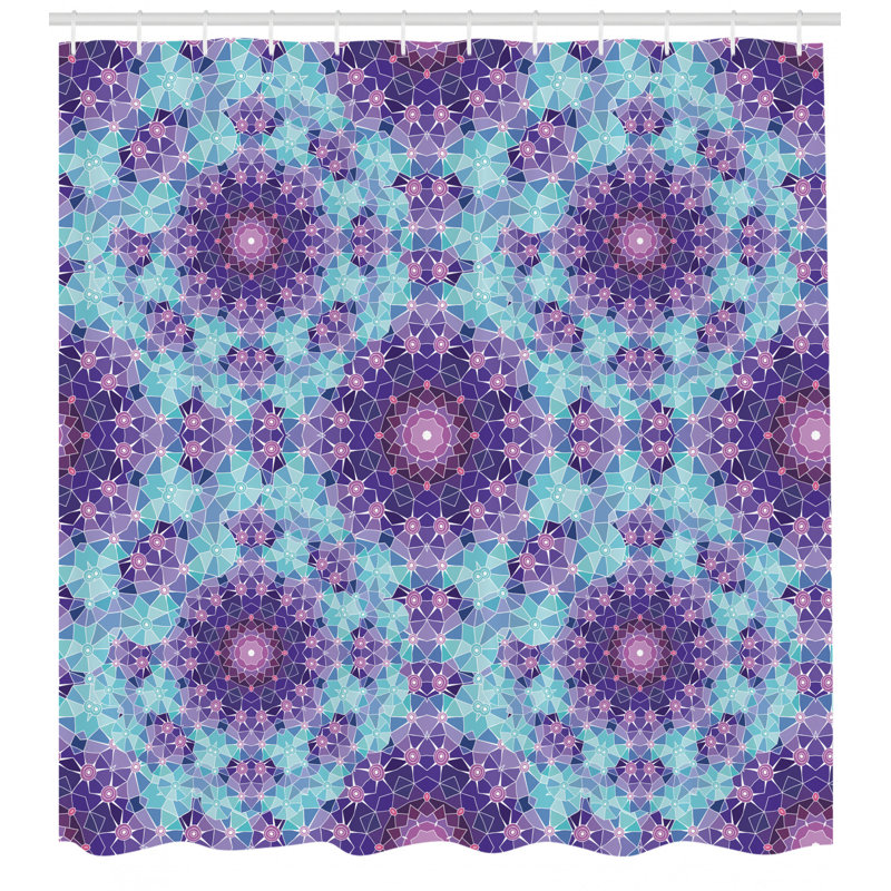 Ensemble de rideau de douche et crochets mandala, H 84 po x l 69 po