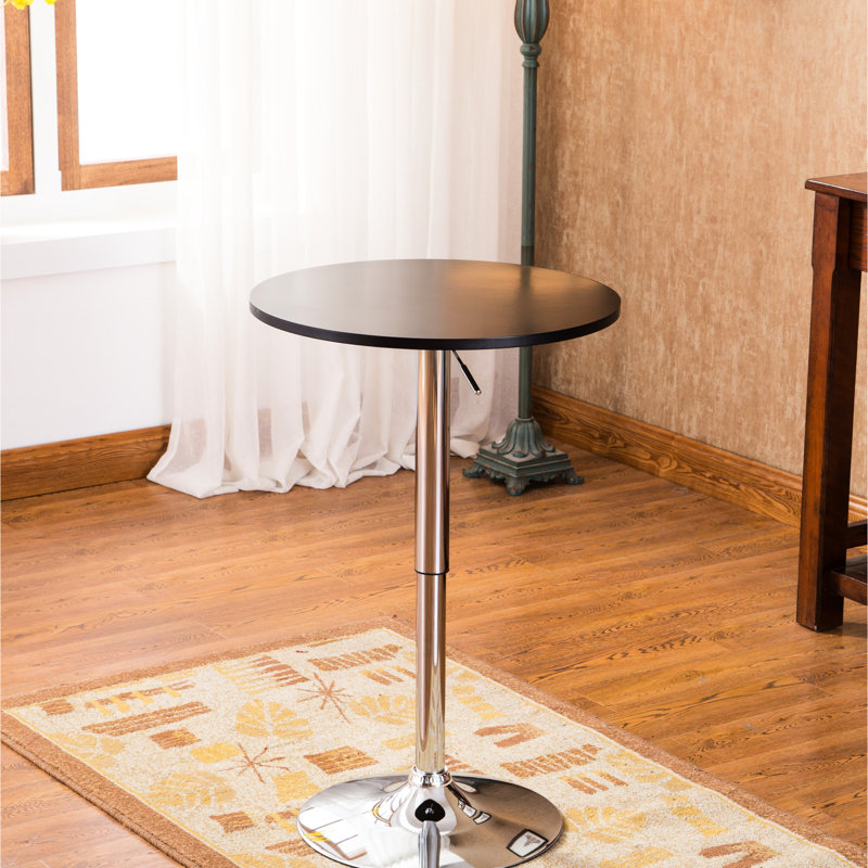 Table moderne réglable noire - bureau en bois et en métal de 24 po de diamètre x H 26 po à 36 po