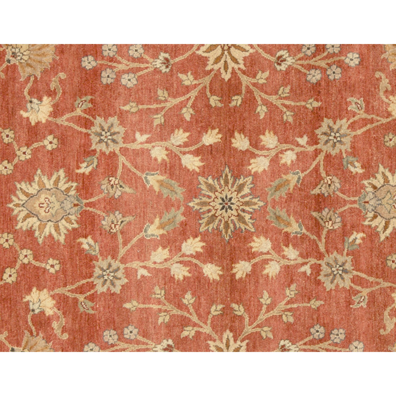 Hand Knotted Wool Oriental Area Rug in Rust And Ivory