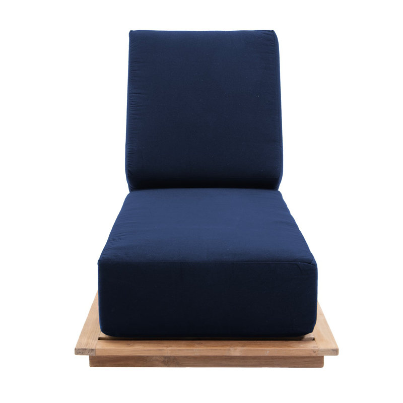 Hermosa Outdoor Teak Chaise Lounge, Navy