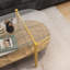 Table basse ovale en verre, de conception moderne Mid-Century, L 41 x l 21 x H 17 po, pour le salon, structure à 2 niveaux, plateau en verre transparent et tablette en bois au fini noyer, pieds coniques avec cadre à finition dorée-567433298