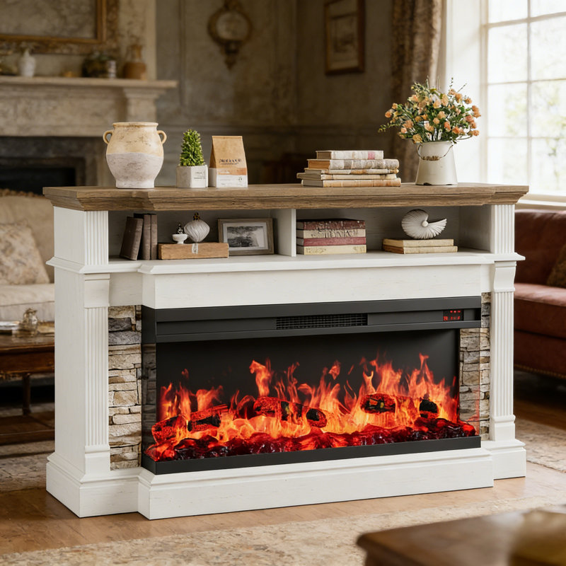 Meuble télé 52 po Farmhouse, Blanc antique