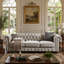 Canapé Chesterfield en tissu de lin