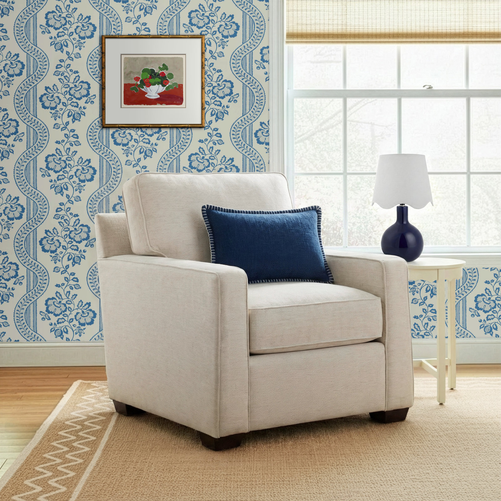Taylor Upholstered Armchair, Nomad Snow Crypton® Chenille