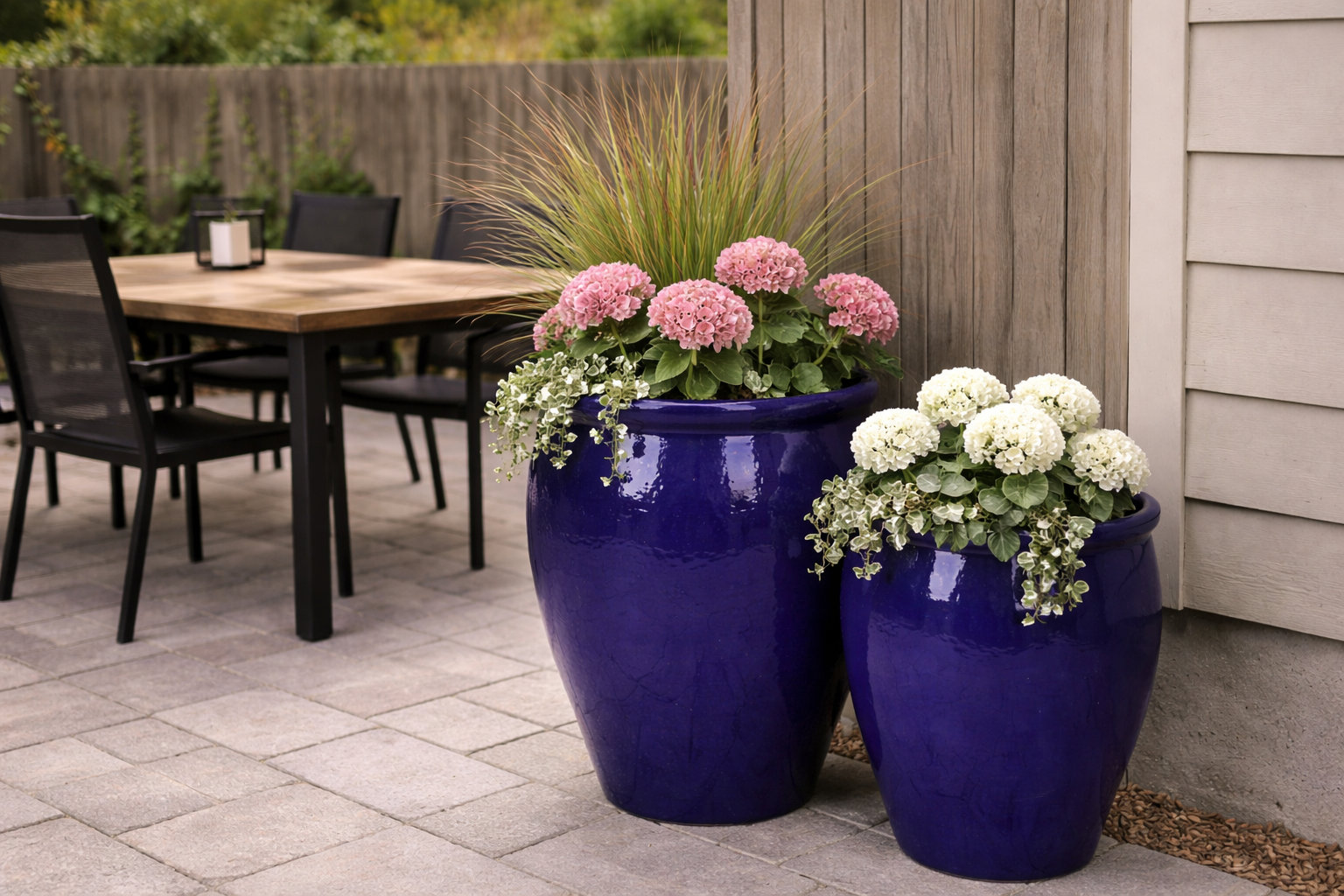 Medium Vase Set Of 2 A,B , Cobalt Blue