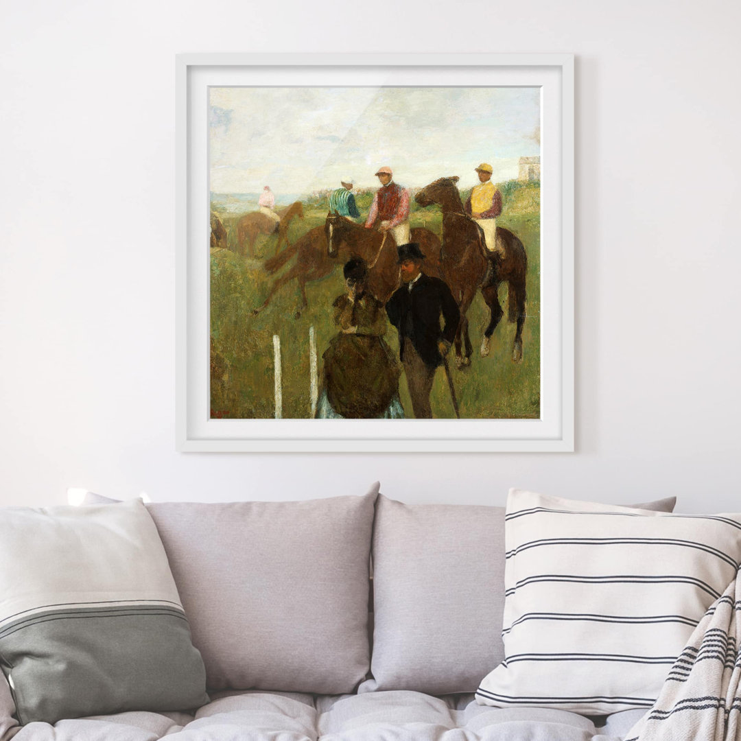 Gerahmter Grafikdruck Jockeys on Racecourse von Edgar Degas