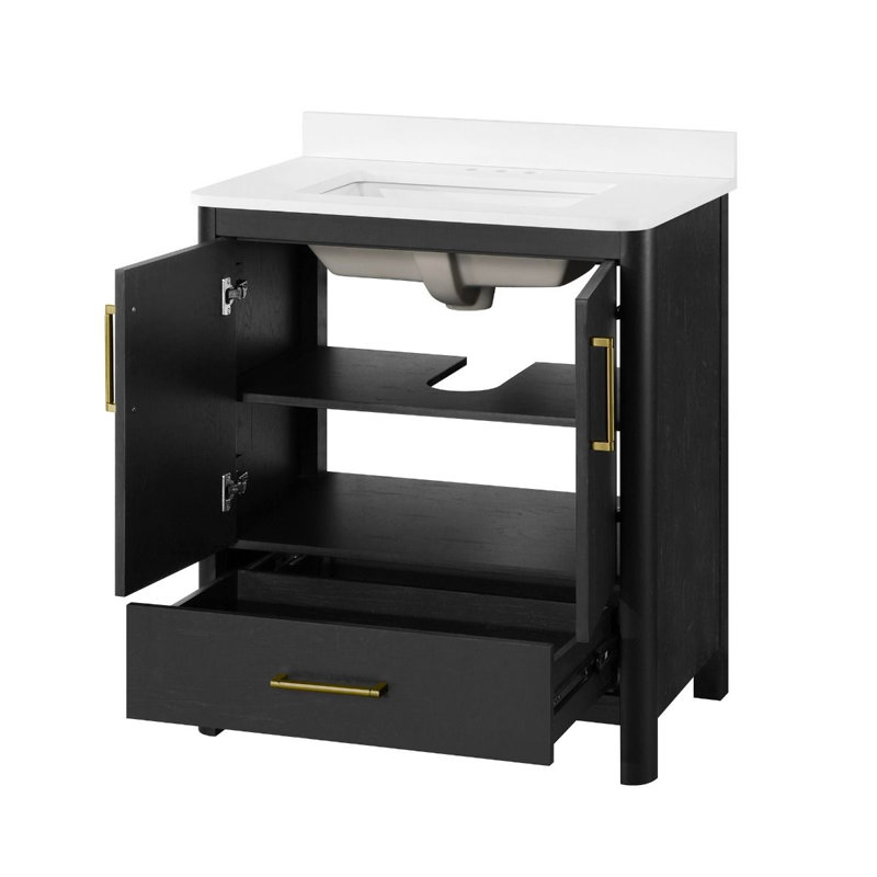 Austin 30 Single Bathroom Vanity with Top, Black