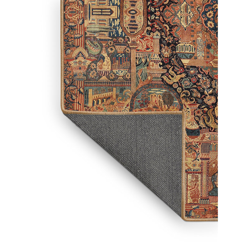 Tapis traditionnel brun / bleu, Rectangle 5 pi x 7 pi