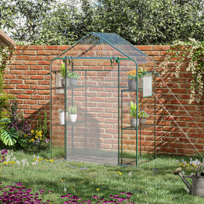 Mini serre d'extérieur avec porte grillagée et fenêtres Outsunny