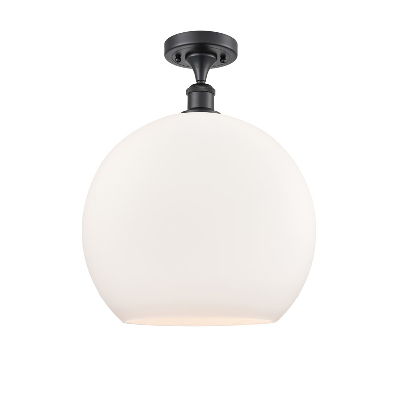 Plafonnier semi-encastré 1 lumière Cindi, Blanc mat, H 18,38 po x l 13,75 po x P 13,75 po, Noir mat