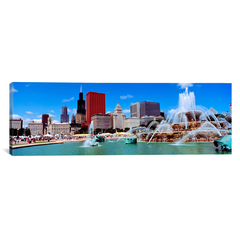 «SummerCricago, Illinois, USA» par Panoramic Images, reproduction de photo panoramique sur toile, Wrapped Canvas