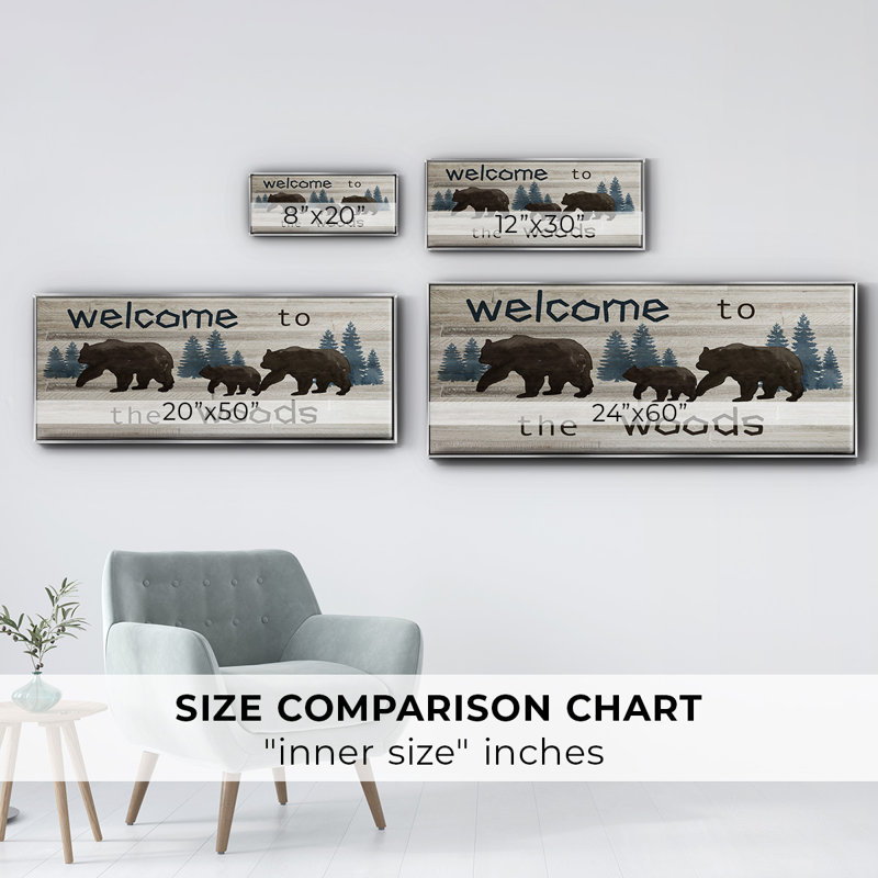 Bears Welcome- Framed Canvas, 12" H x 30" W
