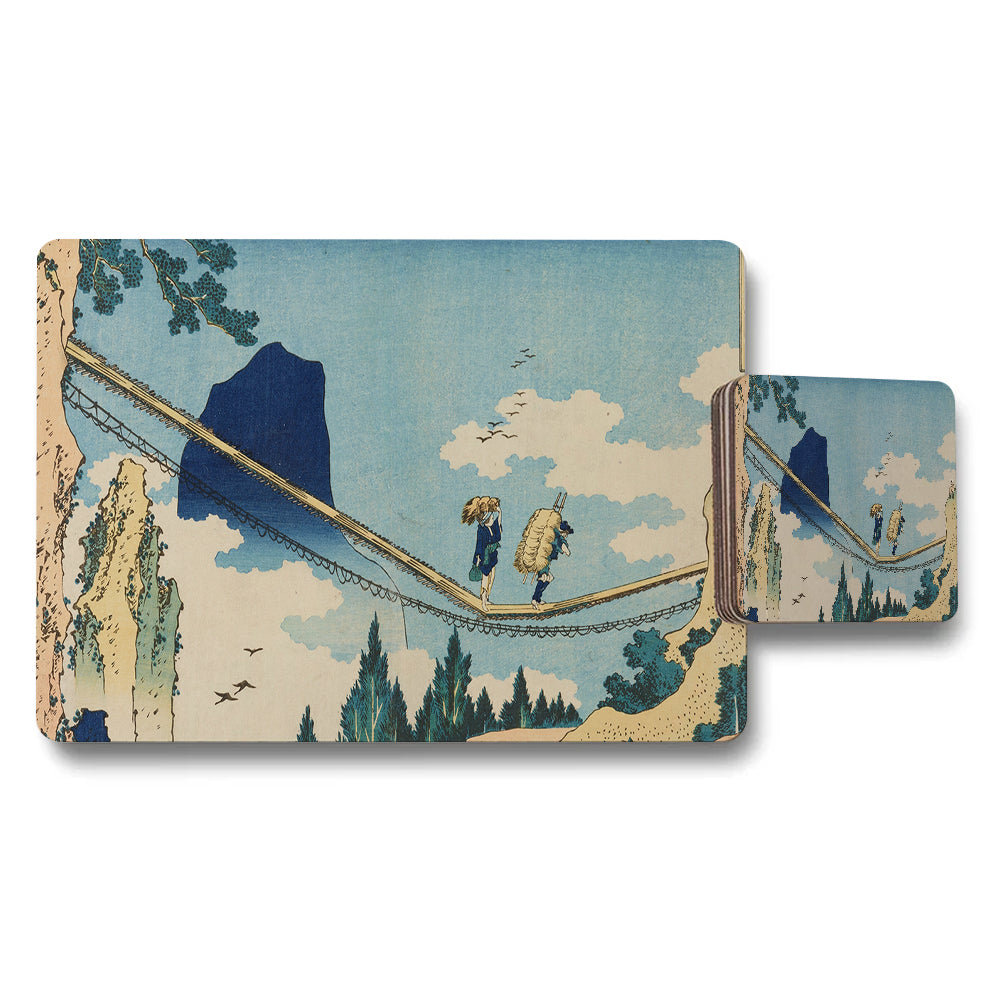 Vintage Suspension Bridge Scenic Placemat And Coaster Set