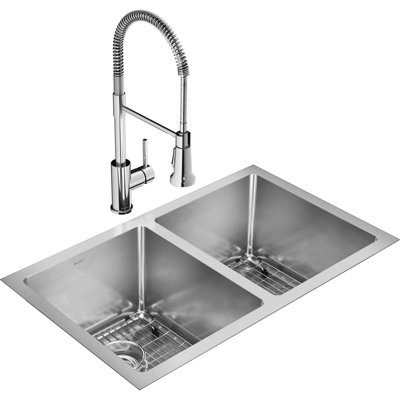 Crosstown Stainless Steel 31" L x 19" W Undermount Kitchen Sink with Faucet