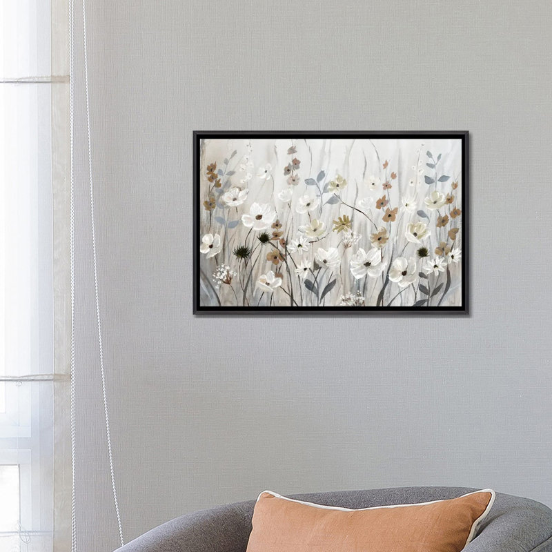 «Misty Meadow Field» encadré par Nan Print, Toile avec cadre flottant, H 40 po x l 60 po, Black
