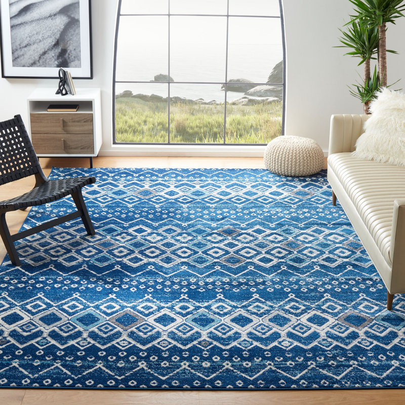 Aird Performance Southwestern Rug, Rectangle 5'1" x 7'6", Navy