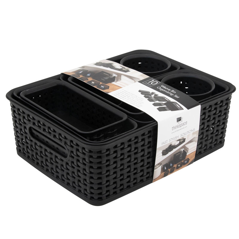  Corbeille en plastique Thinkspace, noir, paquet de 10