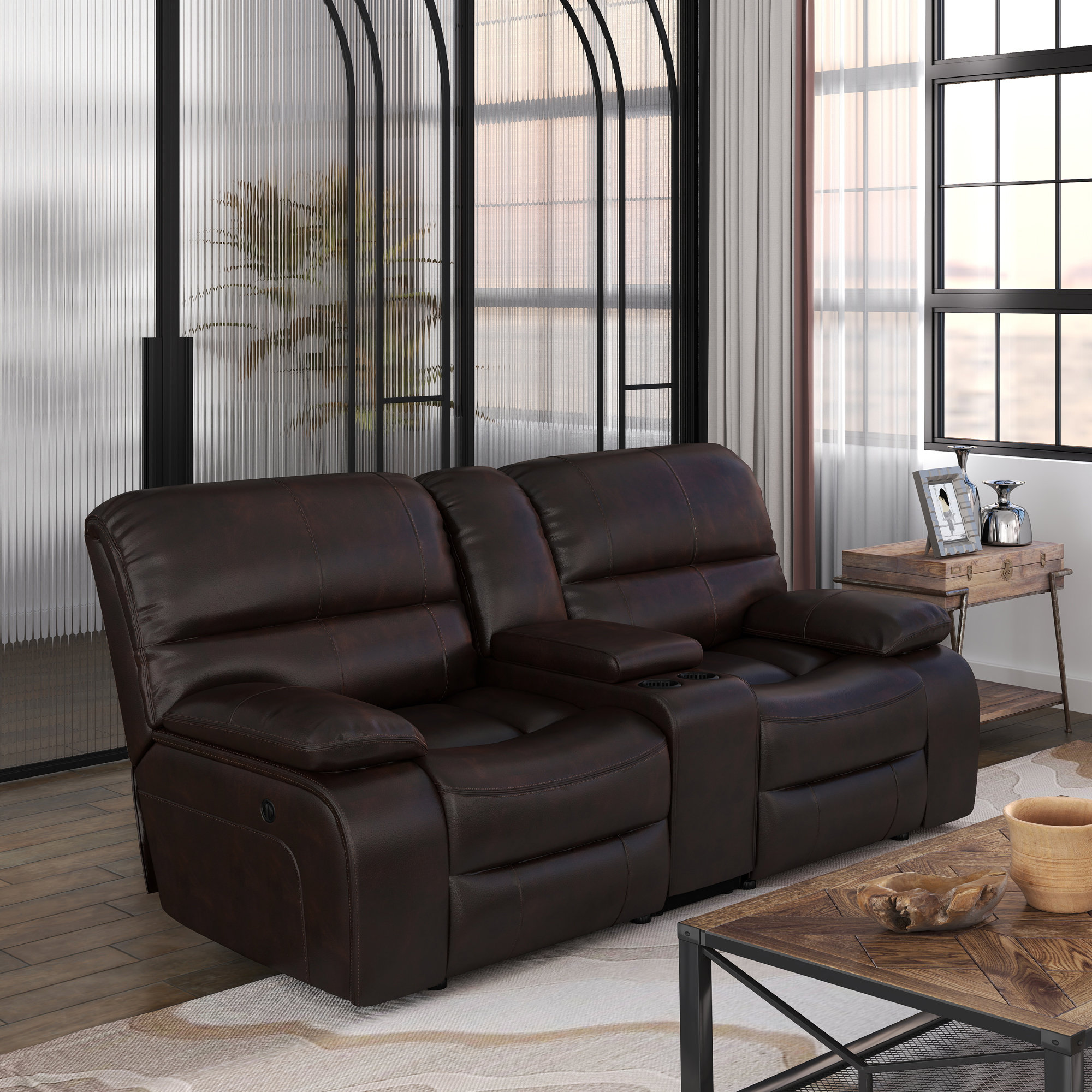 Latitude Run® 3-Piece Modern Fancy Faux Leather Power Reclining ...