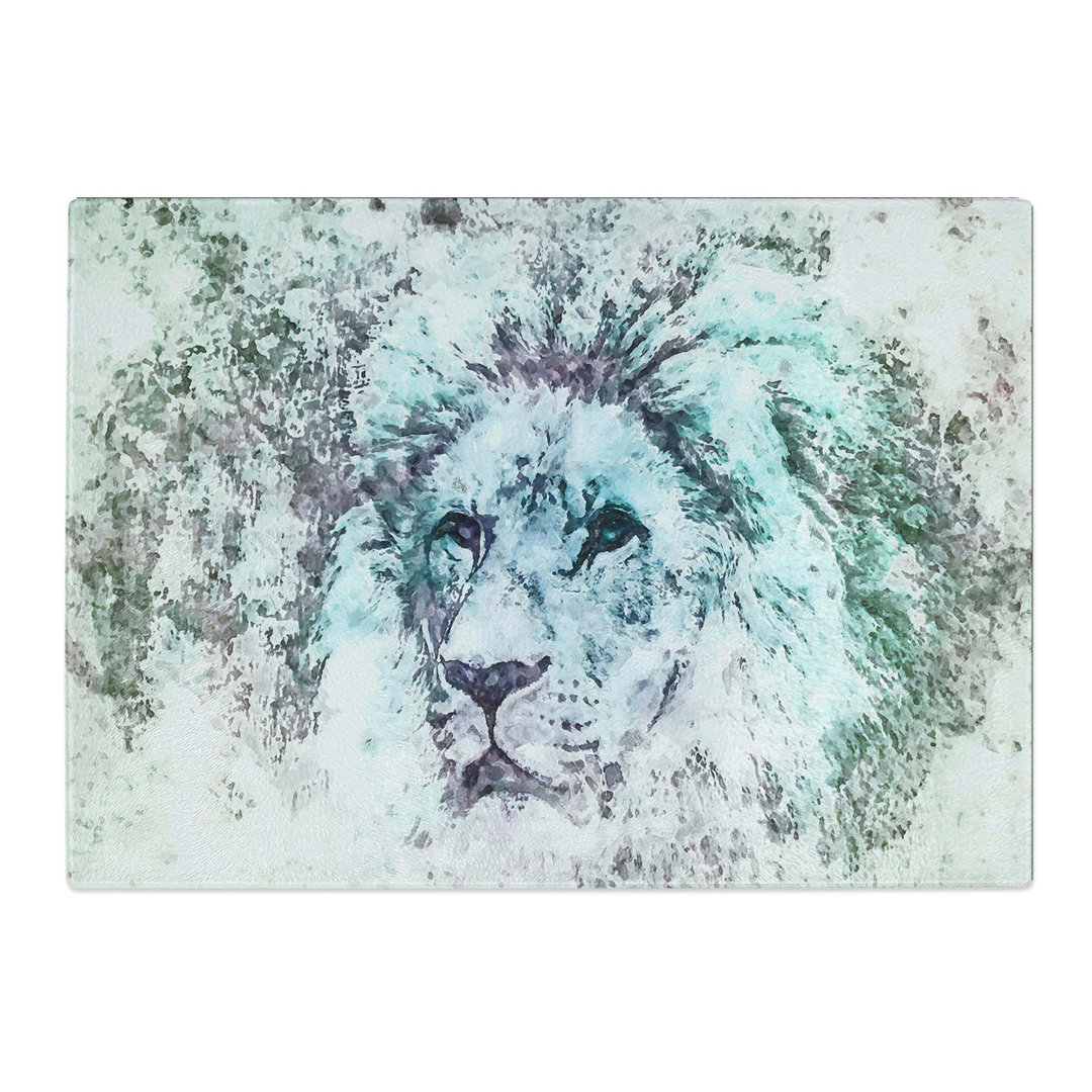 Tempered Glass a Lion Portrait Chopping Board