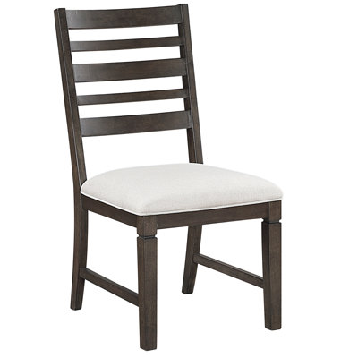 Dark Finish Side Chairs Of 2, Classic Look, Beige Upholstery, 20" Overall Width Design, 100% Seat, 19.5" Seat Height
