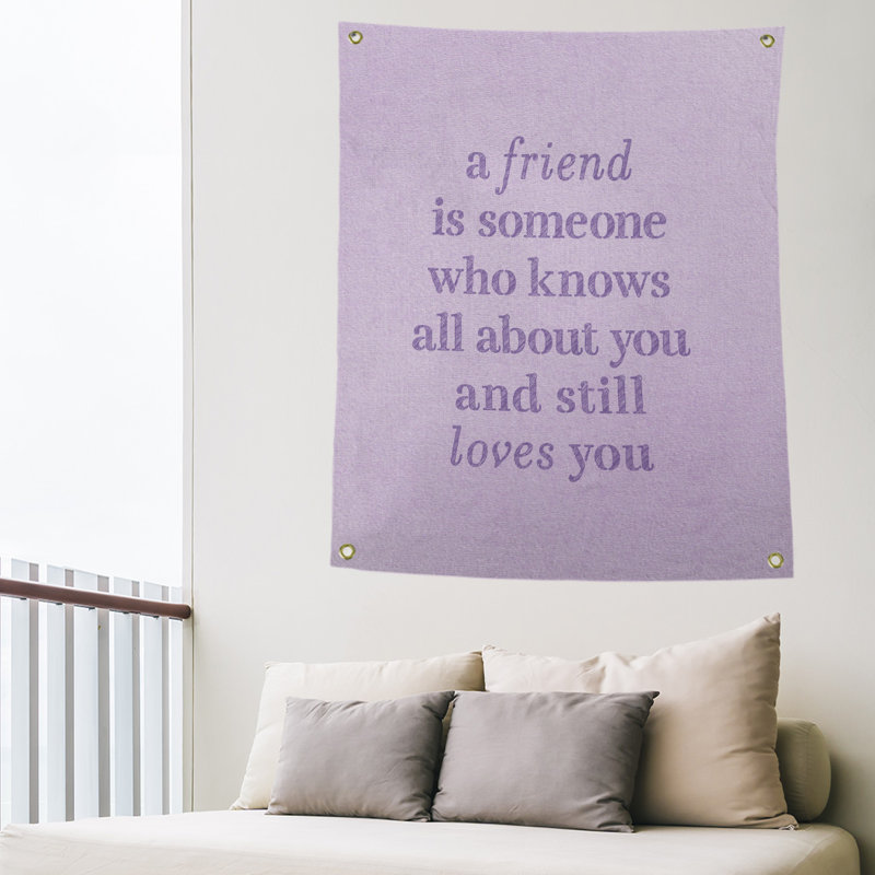 Tapisserie de polyester pour l’amour et l’amitié en polyester, H 36 po x l 26 po, Mauve
