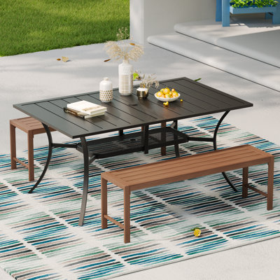 Bannoncourt 4 - Person Steel Patio Dining Set Rectangular Table