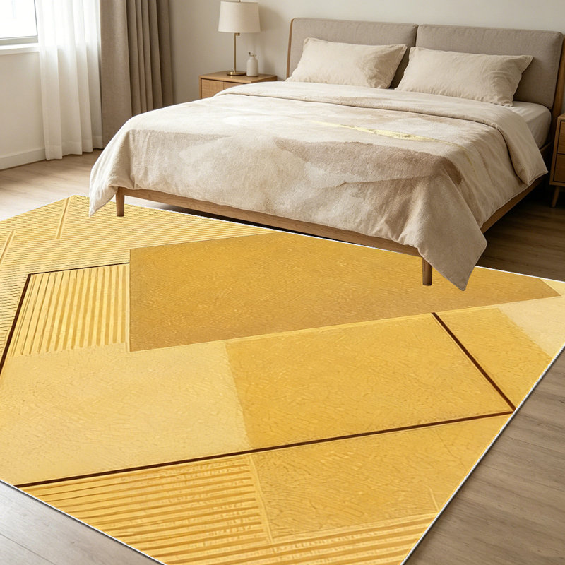 1PC Minimalist Geometric Herringbone Striped Gold Patchwork area rugs for Living Room, Soft and Comfortable, Suitable for all seasons, easy-to-maintain, machine washable Indoor floor mat, Under Table Farmhouse suitable for kitchen, dining room,